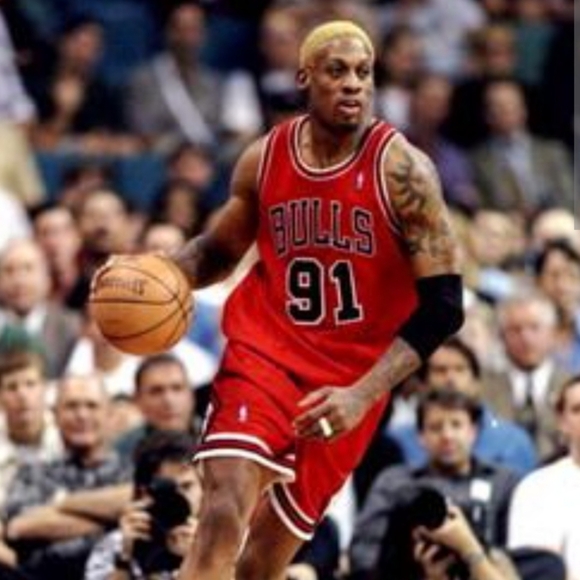 Adidas (Rodman)-(Bulls)-(Jersey)-(Red/Black)-(New)-(Size L)-$85.00 - Picture 6 of 8